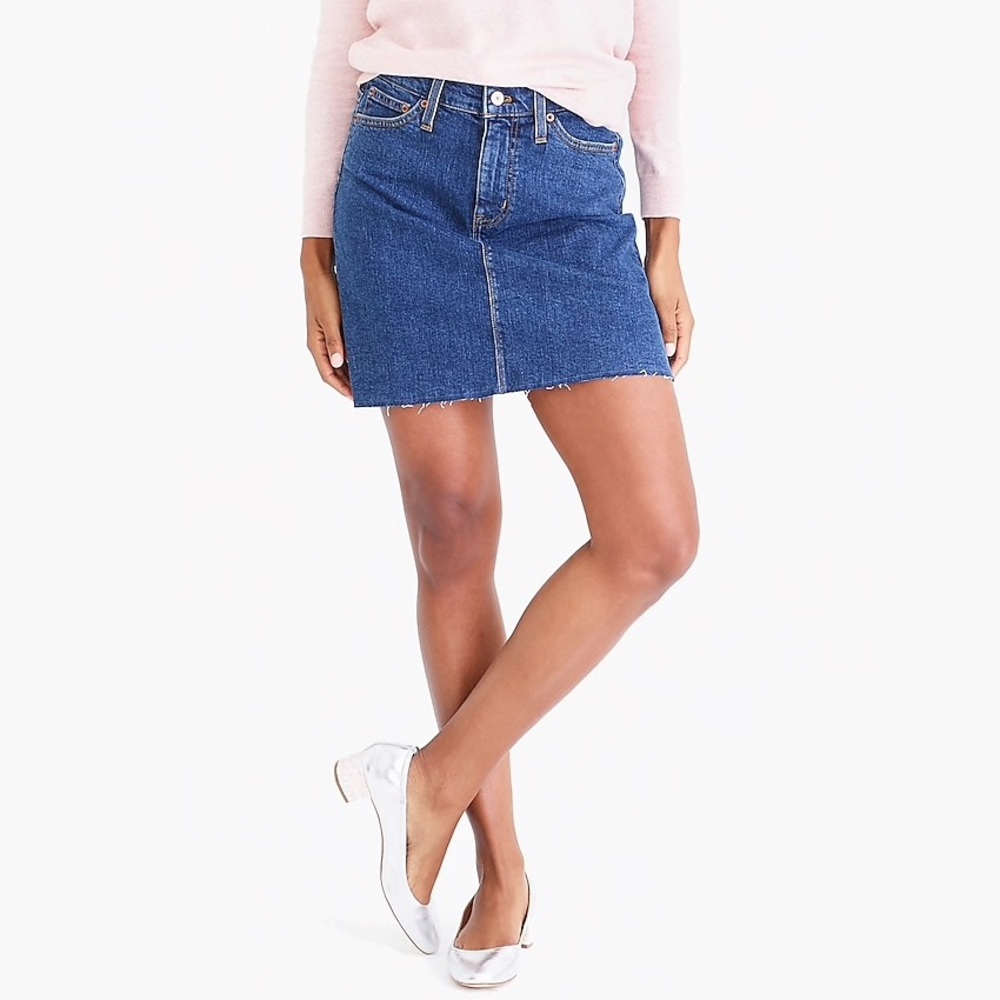 J. Crew raw edge denim mini skirt